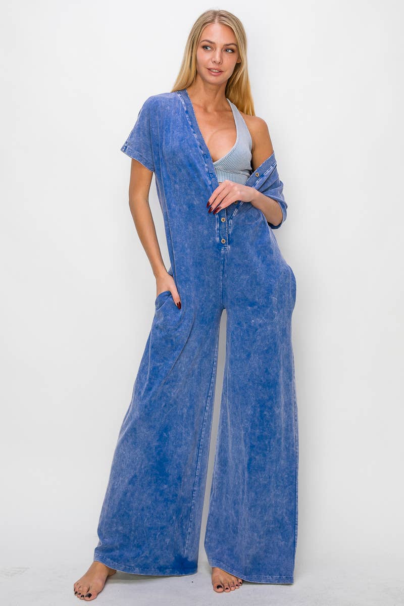 Sweet Mineral Wash Wideleg Jumpsuit