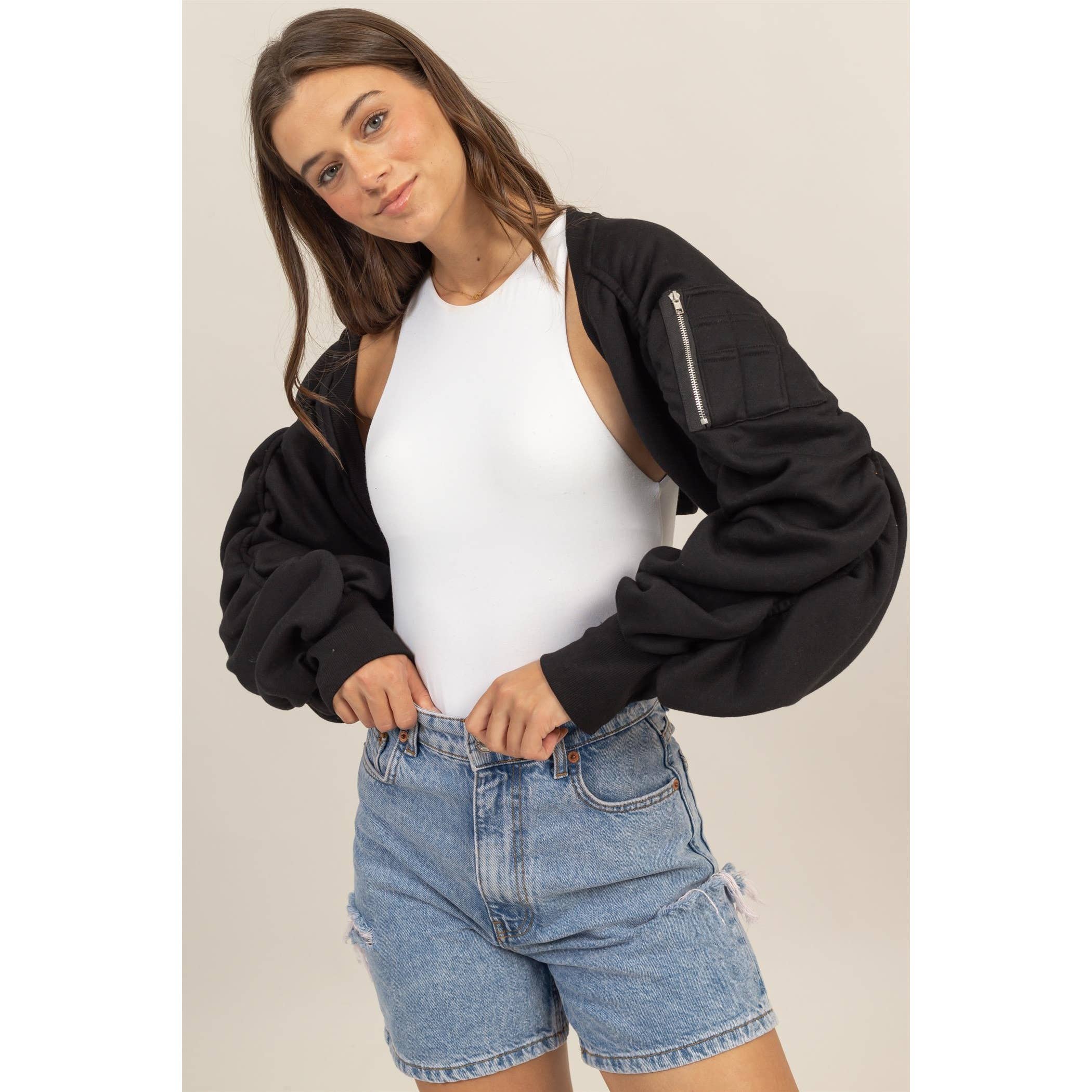 French Terry Bolero Bomber Jacket - Cherry Co.