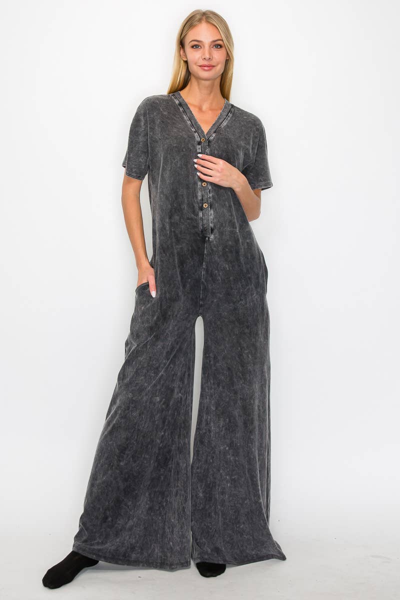 Sweet Mineral Wash Wideleg Jumpsuit