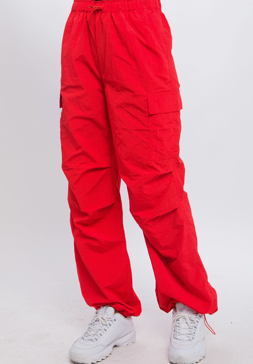 Red cargo pants for women discount