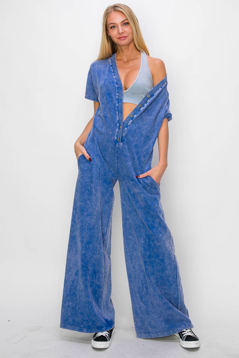 Sweet Mineral Wash Wideleg Jumpsuit