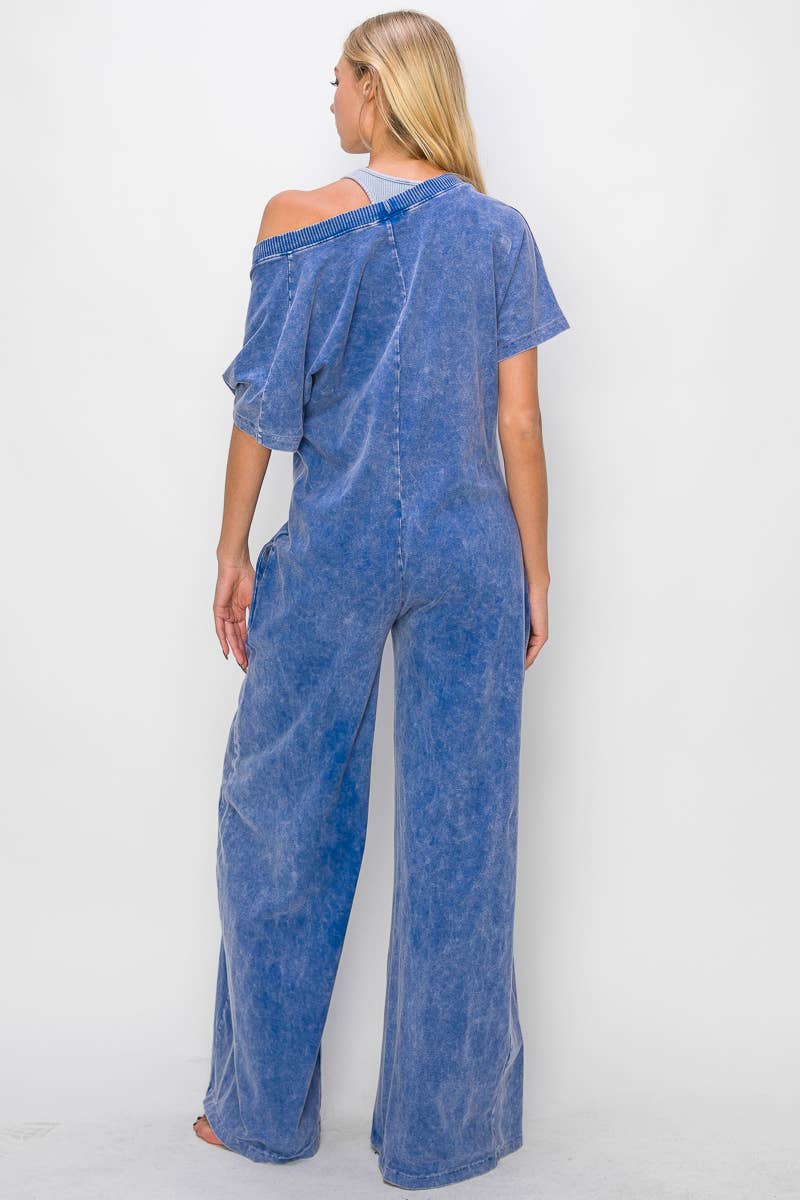 Sweet Mineral Wash Wideleg Jumpsuit